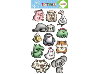 Tatua�e zmywalne BUBBLE ANIMALS, rozm. 100x200 mm, Happy Color [opakowanie=5szt]
