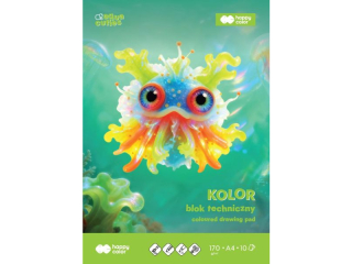 Blok techniczny kolor, Aqua Cuties, 170 g/m2, A4, 10 ark., Happy Color DOST�PNY OD KWIETNIA 2026 [opakowanie=20szt]
