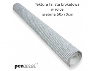 TEKTURA FAL. BROKAT. W ROLCE SREBRNA 50x70cm