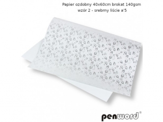 PAPIER OZDOBNY 40x60cm BROKAT 140gsm WZR 2 - SREBRNY LICIE