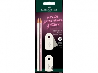 ZESTAW SPARKLE COCONUT MILK 2 O��WKI + TEMPER�WKA SLEEVE MINI + GUMKA SLEEVE MINI BLISTER FABER-CASTELL [opakowanie=10szt]