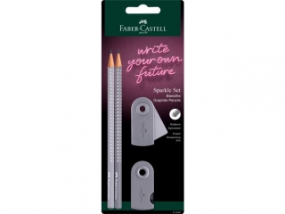 ZESTAW SPARKLE DAPPLE GRAY 2 O��WKI + TEMPER�WKA SLEEVE MINI + GUMKA SLEEVE MINI BLISTER FABER-CASTELL [opakowanie=10szt]
