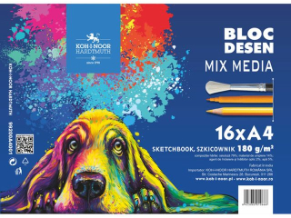 KIN SZKICOWNIK MIX MEDIA A4 16 ARK. 180 PIES - SERIA NIEBIESKA