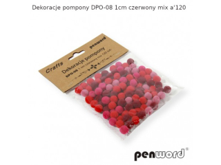 DEKORACJE POMPONY DPO-08 1cm CZERWONY MIX a120