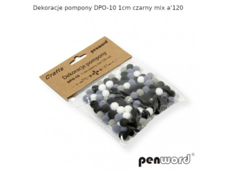 DEKORACJE POMPONY DPO-10 1cm CZARNY MIX a120