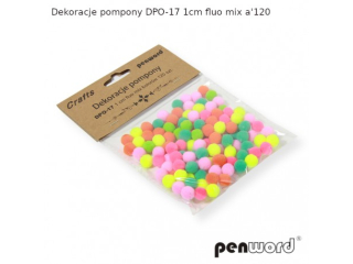 DEKORACJE POMPONY DPO-17 1cm FLUO MIX KOLORW a120