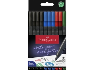 CIENKOPIS GRIP 10 SZT. ZESTAW PODSTAWOWY (4XCZARNY, 3XNIEBIESKI, 2XCZERWONY, 1XZIELONY) FABER-CASTELL