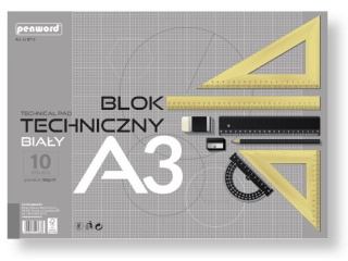 BLOK TECHNICZNY A3 BIAŁY BT-5 160g 10 ARKUSZY PREMIUM [opakowanie=10szt] (SZPSH) - dostępność 6.07.25