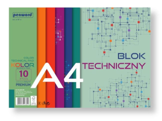BLOK TECHNICZNY A4 KOLOR BT-4 250g 10 ARKUSZY PREMIUM BARWIONY W MASIE [opakowanie=10szt] (SZPSH)