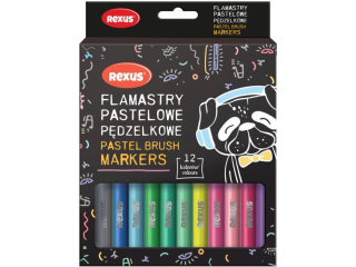 FLAMASTRY PASTELOWE P�DZELKOWE 12kol. / REXUS TEENS