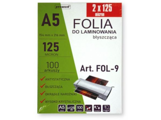 FOLIA LAMINACYJNA FOL-9 2x125mic A5/100 154mmx216mm B�YSZCZ�CA