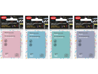 KARTECZKI SAMOPRZYLEPNE PRZE�ROCZYSTE STICKY NOTE 51x76mm, 50 sztuk / REXUS TEENS