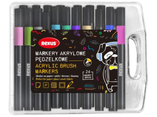 MARKERY AKRYLOWE PĘDZELKOWE 24kol. / REXUS TEENS