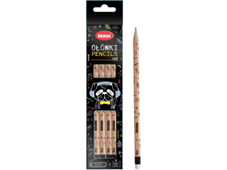 OŁÓWEK Z GUMKĄ 6szt. w kartoniku / REXUS TEENS