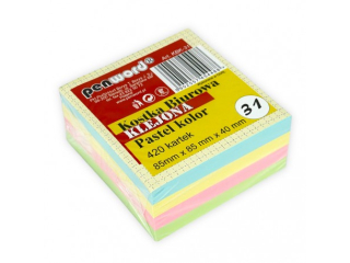 KOSTKA BIUROWA KBK-31 420k PASTEL KLEJONA  85X85x40mm  420 KARTEK [opakowanie=6szt]