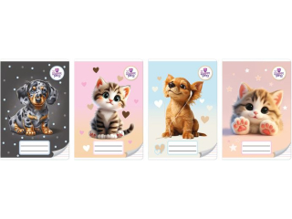 ZESZYT A5/16k. kolorowe trzy linie / THE SWEET PETS [opakowanie=20szt]