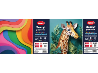 ZESZYT PAPIER�W KOLOROWYCH SAMOPRZYLEPNYCH A5/8k. / REXUS TROPICOOL [opakowanie=10szt]