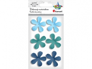 Kwiaty materiaowe toczone na piance 3D O45mm 3 kolory 6szt. bladorowy, bladowrzosowy, fioletowy