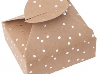 PUDEKA SKADANE CANDY BOX, 6X7, 5X2, 5 CM, SREBRNE KROPECZKI, 4 SZT.