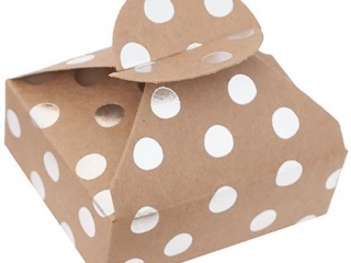 PUDEKA SKADANE CANDY BOX, 6X7, 5X2, 5 CM, SREBRNE KROPKI, 4 SZT.