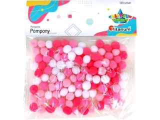 Pompony poliestrowe 10mm 120szt. biae, bladorowe, rowe, magenta TITWLK