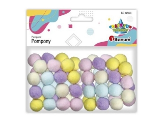 Pompony poliestrowe 16mm mix kolorw: ciemnoty, bladomitowy, bladorowy, wrzosowy, pastelowoty 60szt. TITWLK