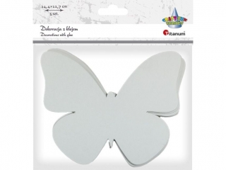 Dekoracje kartonowe biae z klejem motyl 14, 4x11, 7cm 5szt. grubo kartonu 1mm
