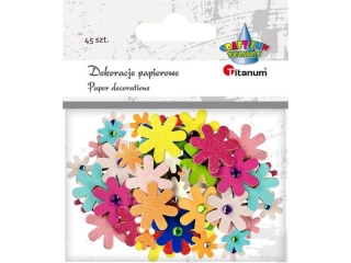 Dekoracje papierowe i papierowe z krysztakiem kwiaty mix rozmiarw i kolorw 45szt.
