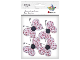 Dekoracje samoprzylepne papierowe motyle 65x45mm biae w drobne re 4szt.