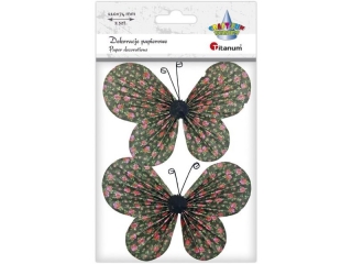 Dekoracje samoprzylepne papierowe motyle 110x74mm brzowe w drobne re 2szt.