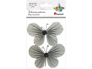 Dekoracje samoprzylepne papierowe motyle 110x74mm biae w szar kratk 2szt. TITWLK