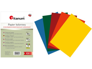 Papier kolorowy do kserokopiarek, drukarek laserowych i atramentowych A4 80g 5 kolorw intensywnych 100 arkuszy