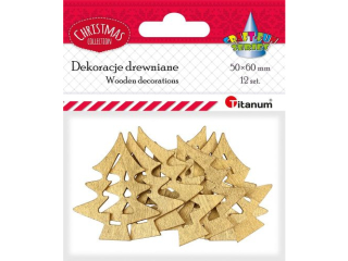 Drewniane choinki 50x60mm złote 12szt.
