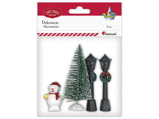 Latarnie uliczne 19x82mm 2szt., choinka 40x90mm, bawanek 37x40mm