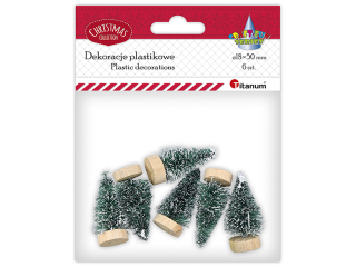 Drzewka minaturowe plastikowe Choinki zielone (? u dołu korony: 22mm) 45mm 6szt.