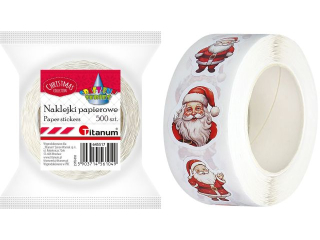 Naklejki papierowe na tamie mix rozmiarw 8 wzorw Boe Narodzenie Mikoaj 500szt. szeroko tamy 27mm