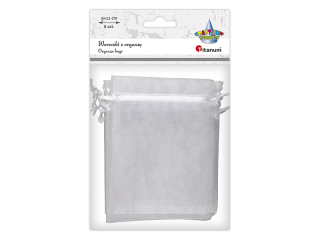 Woreczki z organzy - sakiewki 9x13cm biae 6szt. wysoko do cigacza 9, 5cm