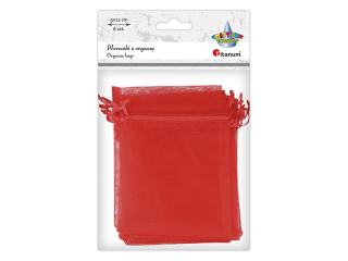 Woreczki z organzy - sakiewki 9x13cm czerwone 6szt. wysoko do cigacza 9, 5cm