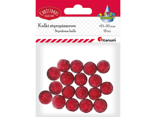 Styropianowe kule O15-20mm krysztakowe czerwone 24szt.