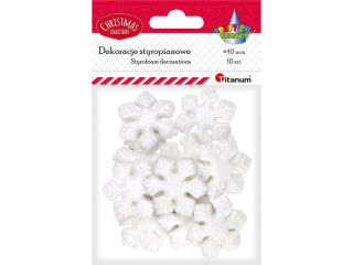 Styropianowe patki niegu O40mm brokatowe biae 15szt.