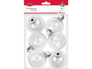 Bombki plastikowe kule O60mm wysoko 78mm ze srebrn zakrtk 6szt.