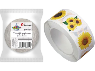 Naklejki papierowe na tamie 6 wzorw soneczniki te O25mm 500szt. szeroko tamy 28mm