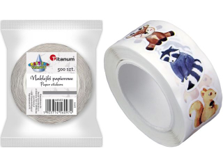Naklejki papierowe na taśmie 8 wzorów mix rozmiarów zwierzęta leśne 500szt. szerokość taśmy 27mm