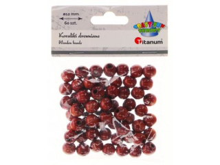 Koraliki drewniane okrge O12mm otwr O3mm lakierowane brzowe drewno 60szt.