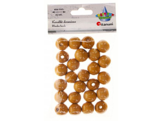 Koraliki drewniane okrągłe O20mm otwór O3mm lakierowane jasnobrązowe drewno 25szt.