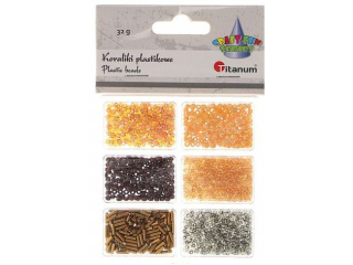 Koraliki plastikowe mix 6 rozmiarów 32g tonacja brązowa