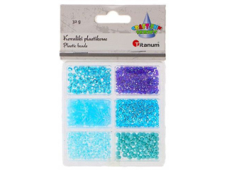 Koraliki plastikowe mix 6 rozmiarów 32g tonacja niebieska
