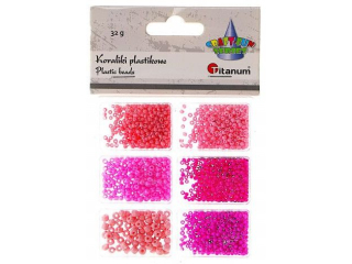 Koraliki plastikowe mix 6 rozmiarów 32g tonacja różowa