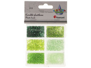 Koraliki plastikowe mix 6 rozmiarw 32g tonacja zielona