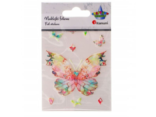 Naklejki foliowe motyl 74x55mm + mix rozmiarów tonacja różowa 9szt.